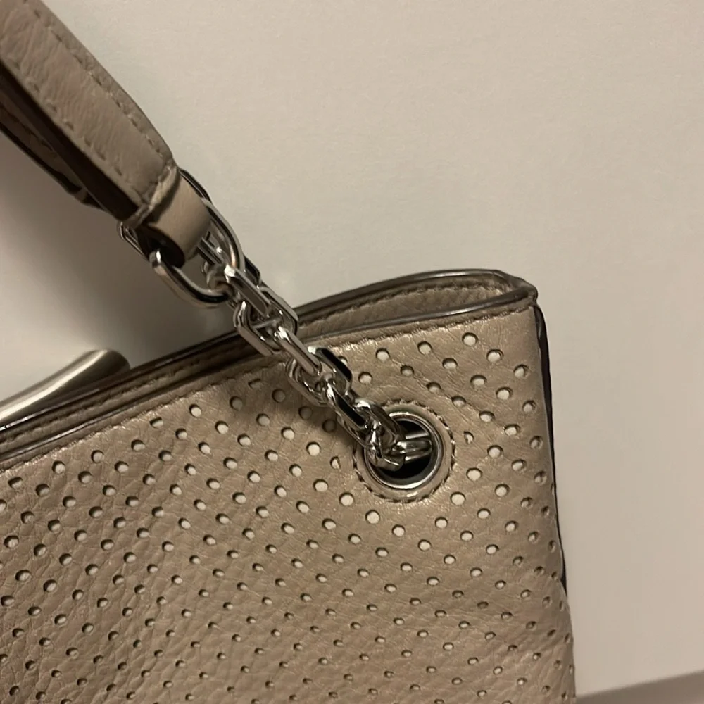 Tory Burch Taupe Perforated Tote and Wallet Set